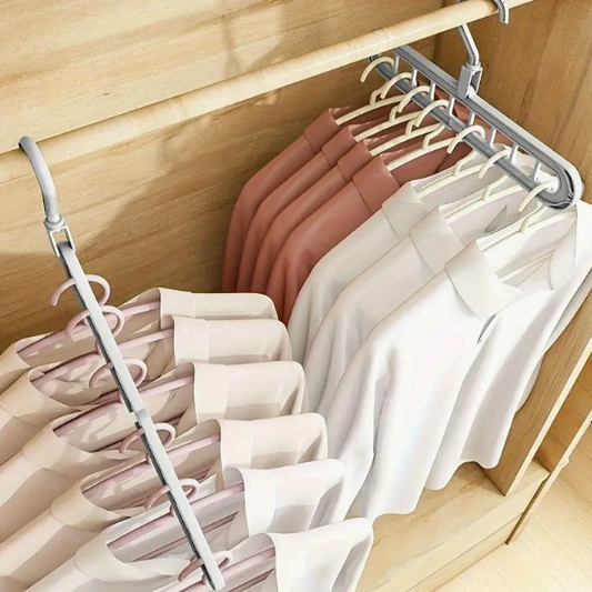 5er-Pack faltbare, platzsparende Kleiderbügel aus Kunststoff mit 9 Löchern, Organizer für Schrank und Ankleidezimmer